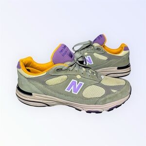 Teddy Santis New Balance 993 Made in USA Olive Leaf Maize Suede Sneakers 11.5